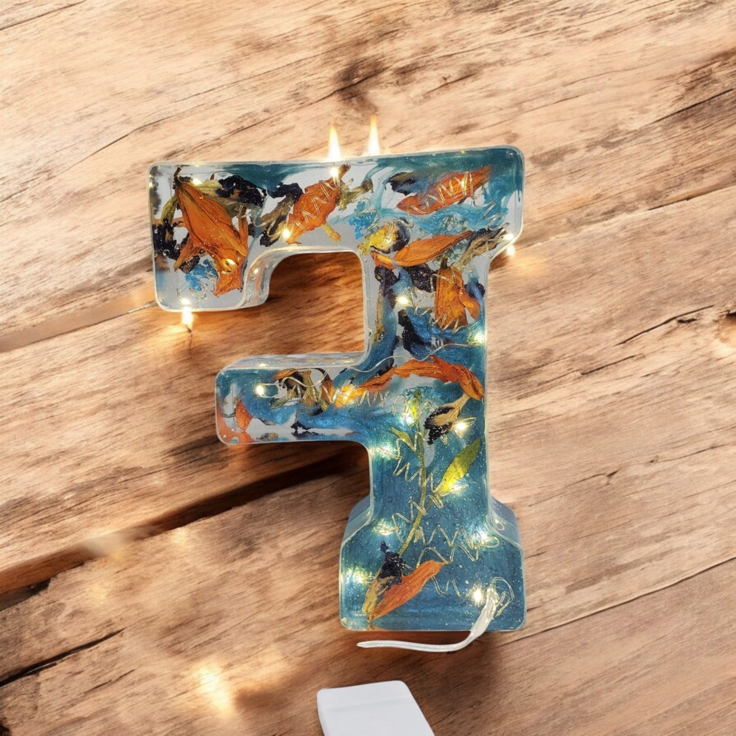 Custom LED Resin Letters | Real Dried Flowers | Personalized Keepsake | Gift for Him, Nursery Decor, Memorial | Pressed Flowers | Preserve