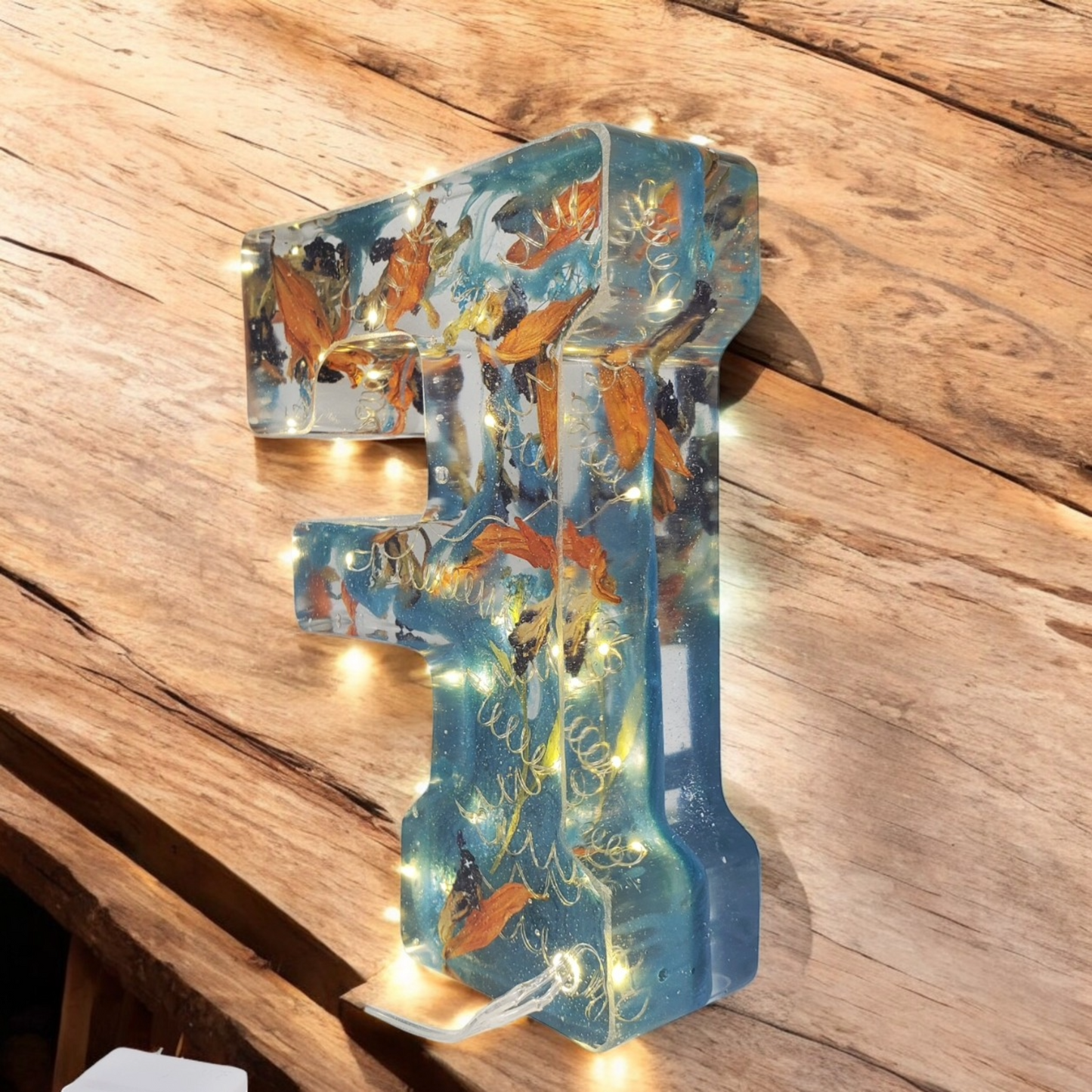 Custom LED Resin Letters | Real Dried Flowers | Personalized Keepsake | Gift for Him, Nursery Decor, Memorial | Pressed Flowers | Preserve