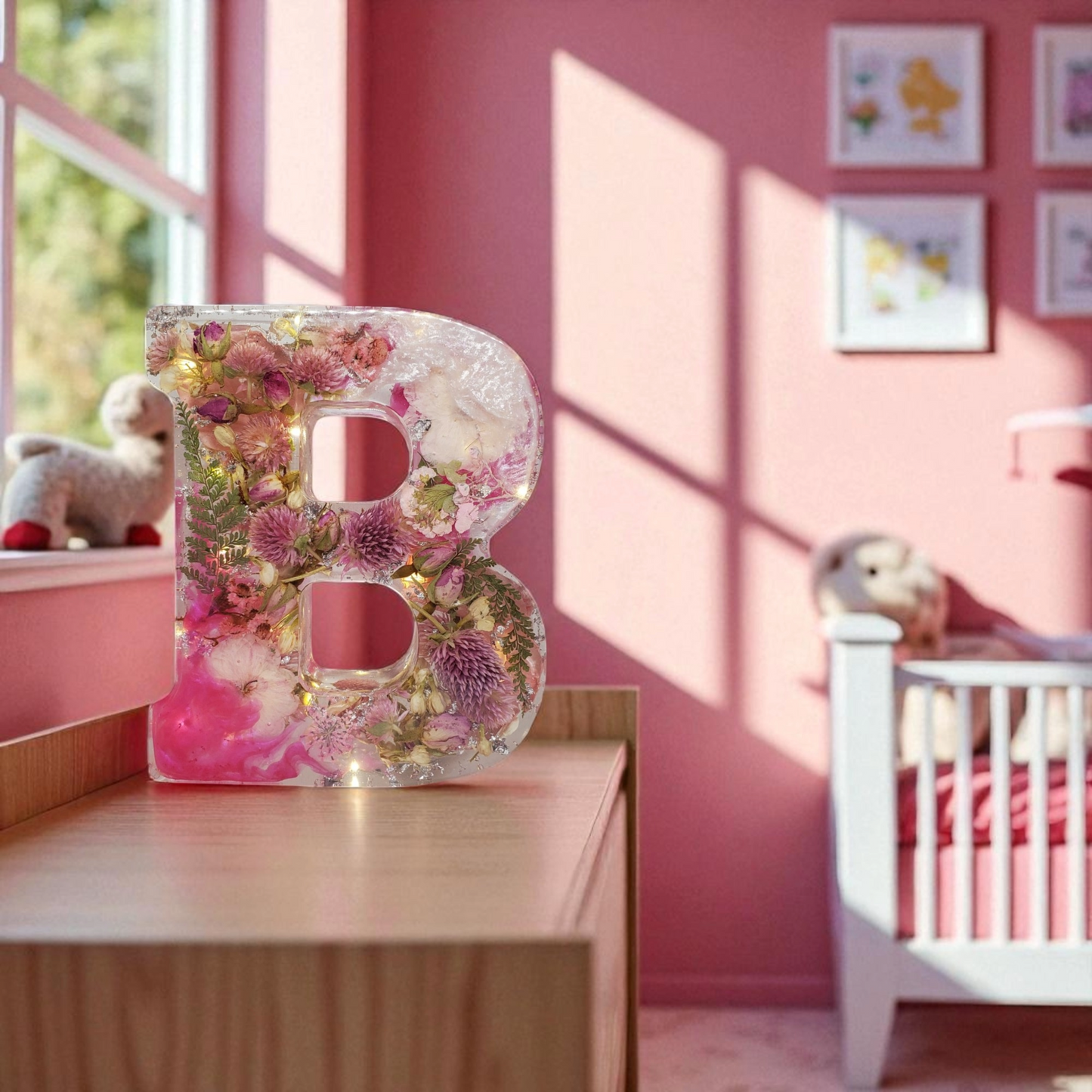 Custom LED Resin Letter | Real Dried Flowers, Personalized Floral Keepsake, Gift for bff, House Warming Decor | Boho Aesthetic, Made for You