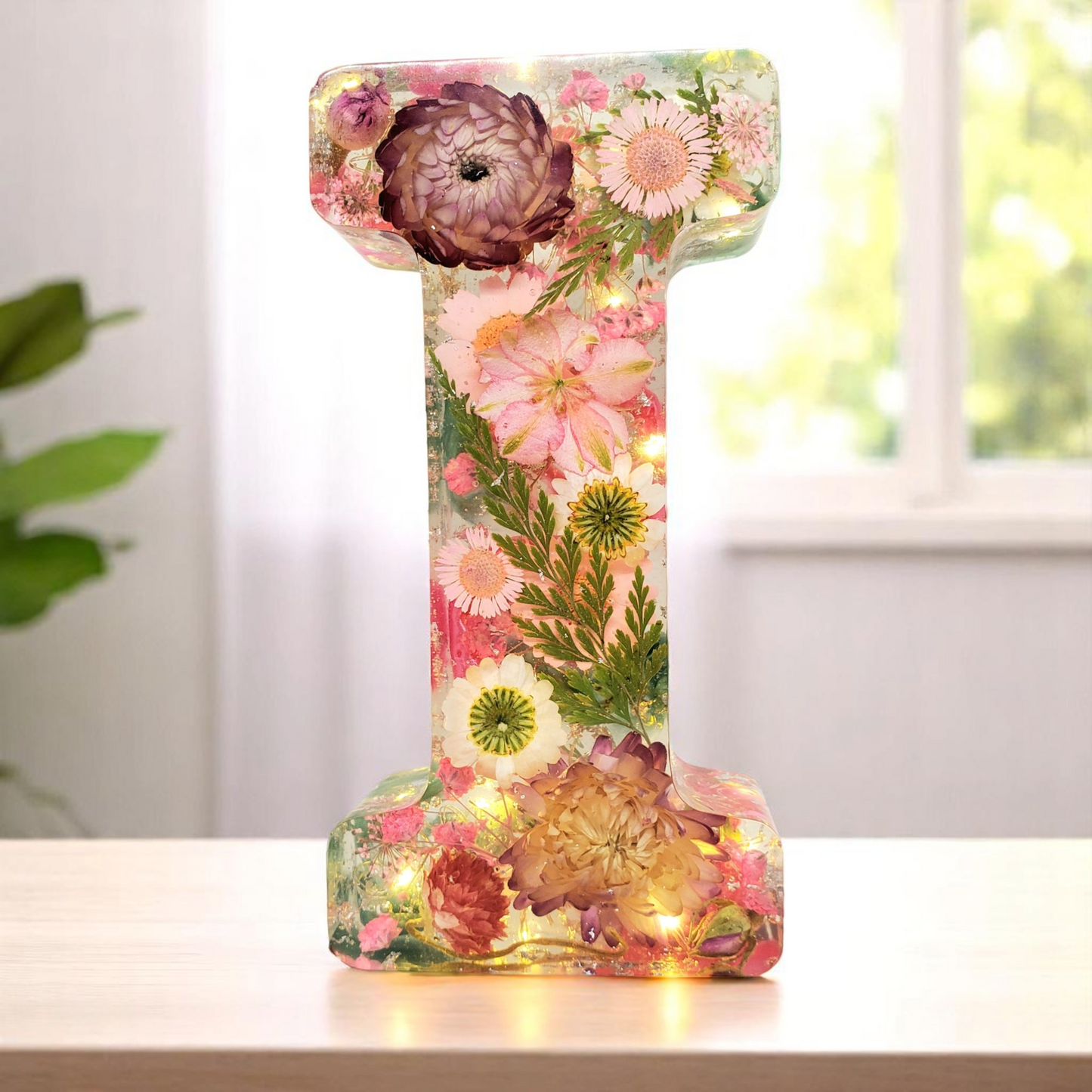 Custom LED Resin Letter to fit YOUR aesthetic | Real Dried Flowers | Personalized Floral Keepsake | Special Gift for bf | Night light | Boho