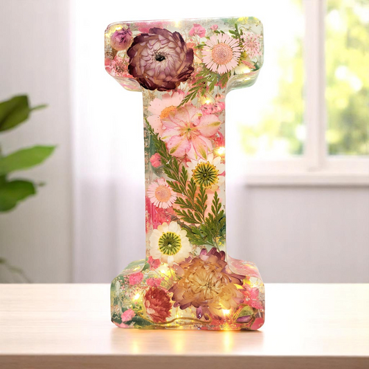 Custom LED Resin Letter to fit YOUR aesthetic | Real Dried Flowers | Personalized Floral Keepsake | Special Gift for bf | Night light | Boho