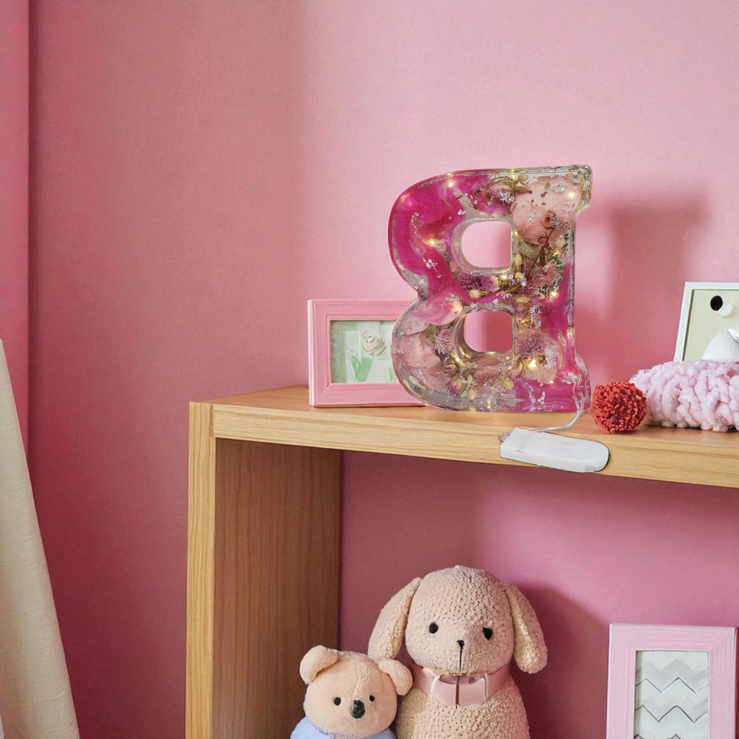 Custom LED Resin Letter | Real Dried Flowers, Personalized Floral Keepsake, Gift for bff, House Warming Decor | Boho Aesthetic, Made for You