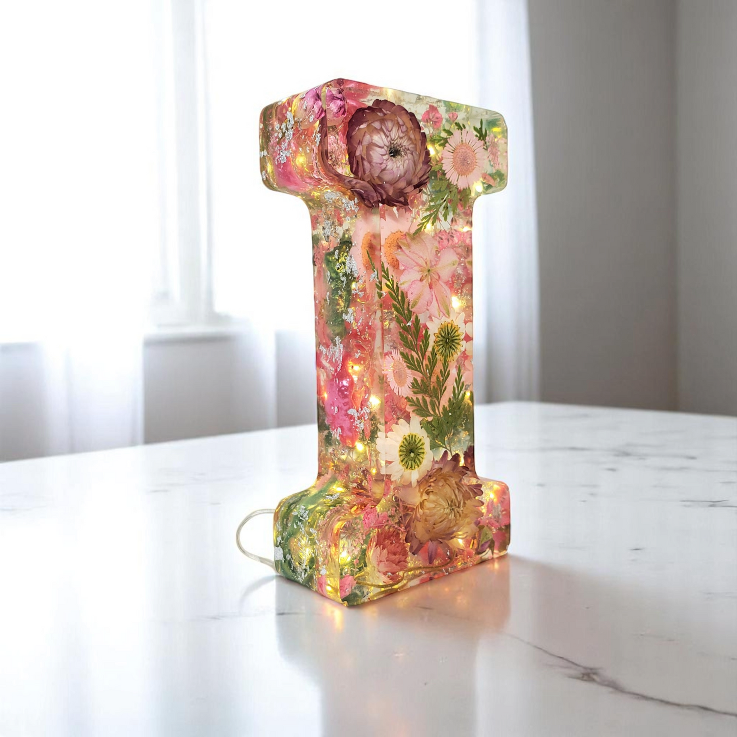 Custom LED Resin Letter to fit YOUR aesthetic | Real Dried Flowers | Personalized Floral Keepsake | Special Gift for bf | Night light | Boho