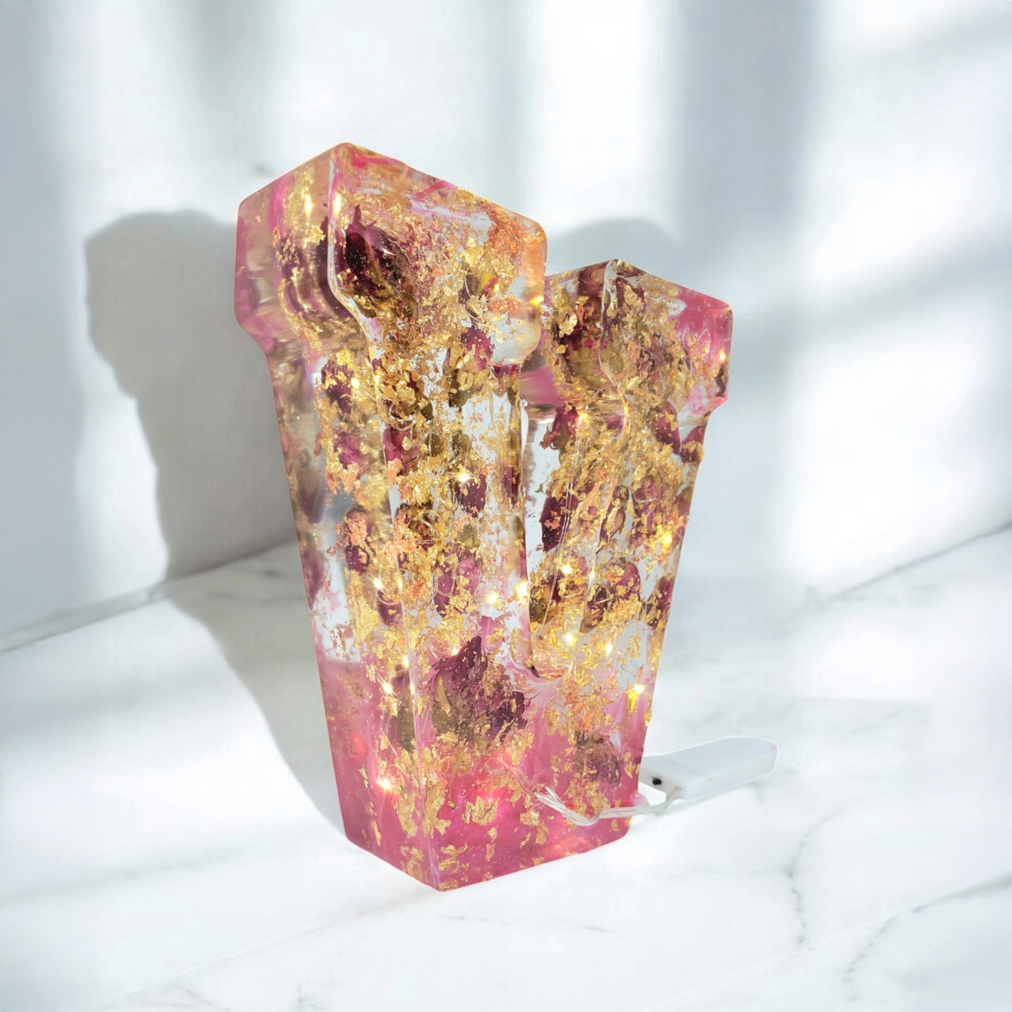 Custom LED Resin Letter | Real Dried Flowers | Personalized Floral Keepsake | Clear Epoxy Resin Decor, Birth Month Flower | Made for You