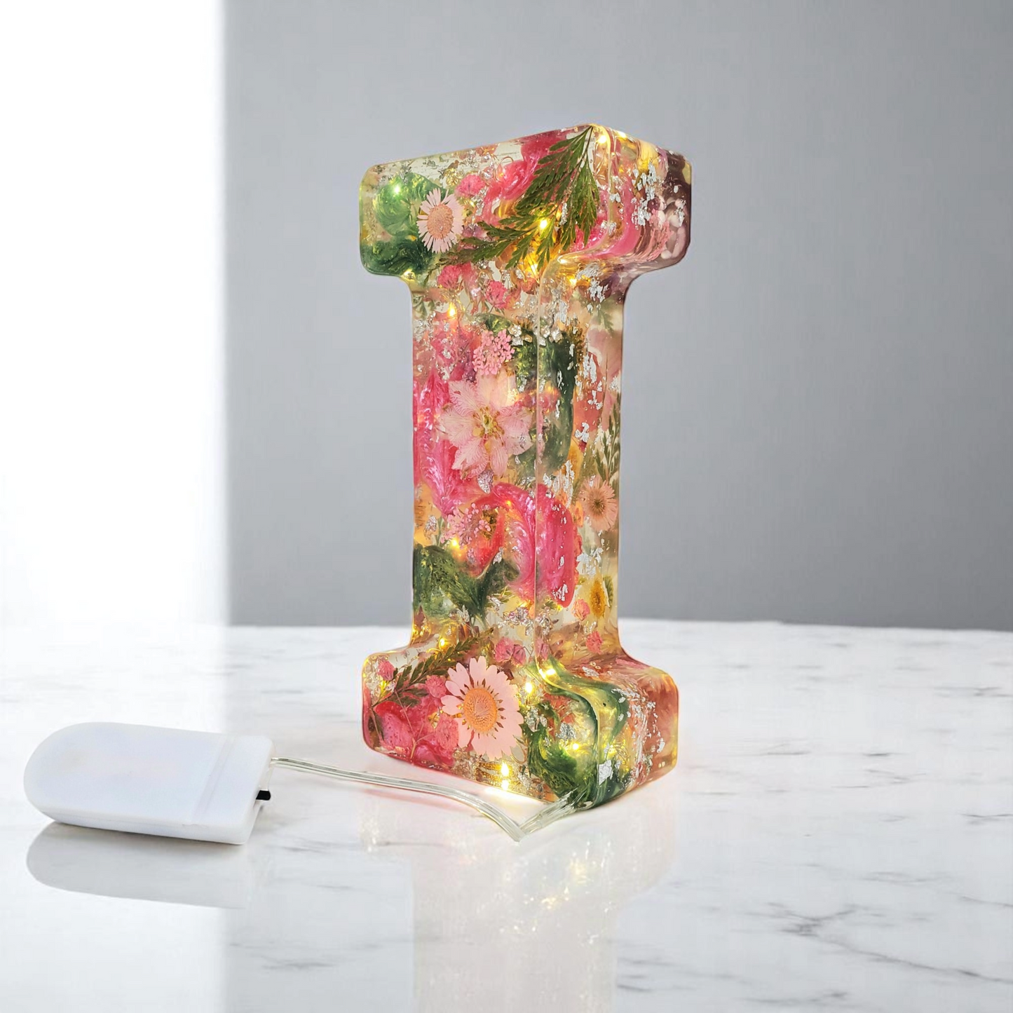 Custom LED Resin Letter to fit YOUR aesthetic | Real Dried Flowers | Personalized Floral Keepsake | Special Gift for bf | Night light | Boho