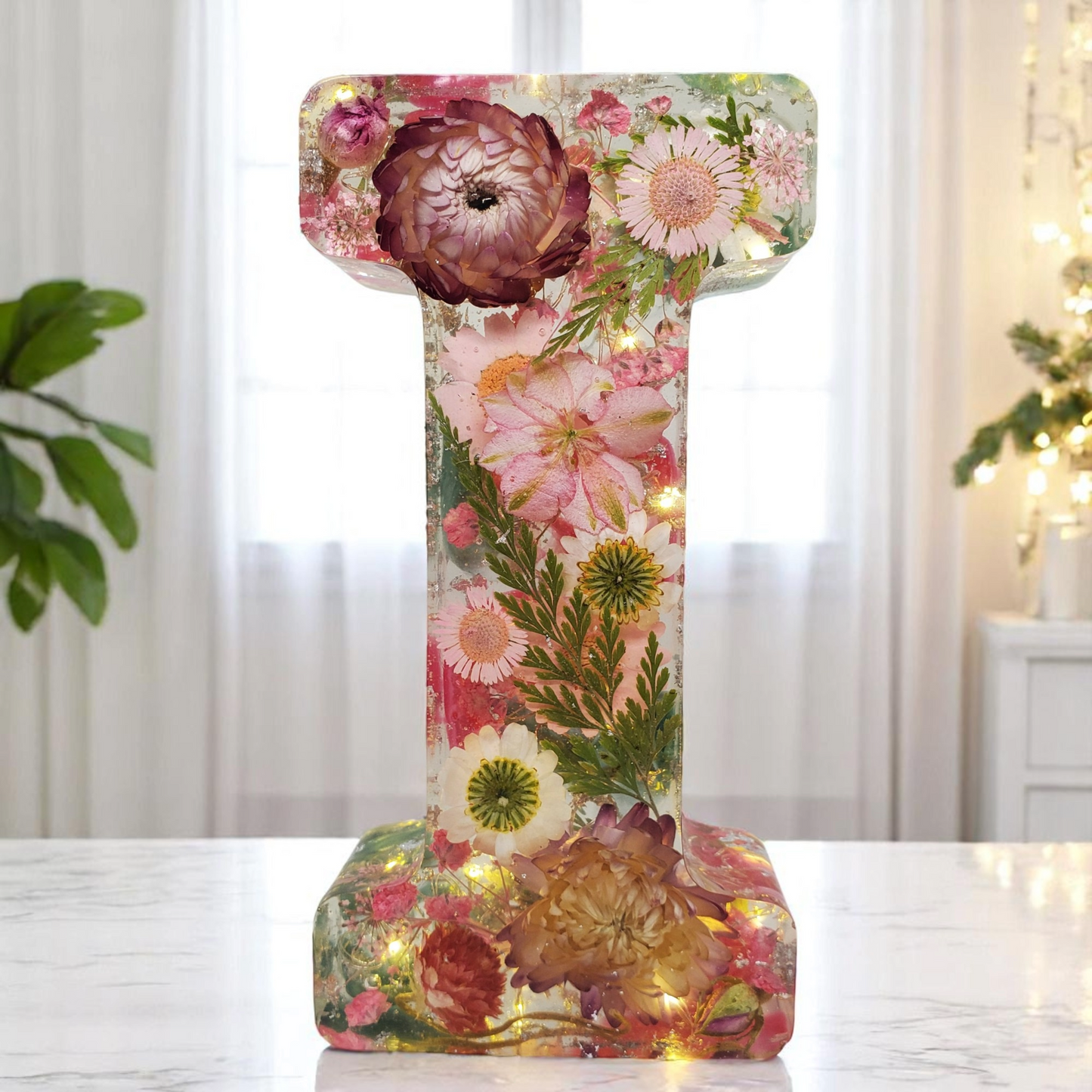 Custom LED Resin Letter to fit YOUR aesthetic | Real Dried Flowers | Personalized Floral Keepsake | Special Gift for bf | Night light | Boho